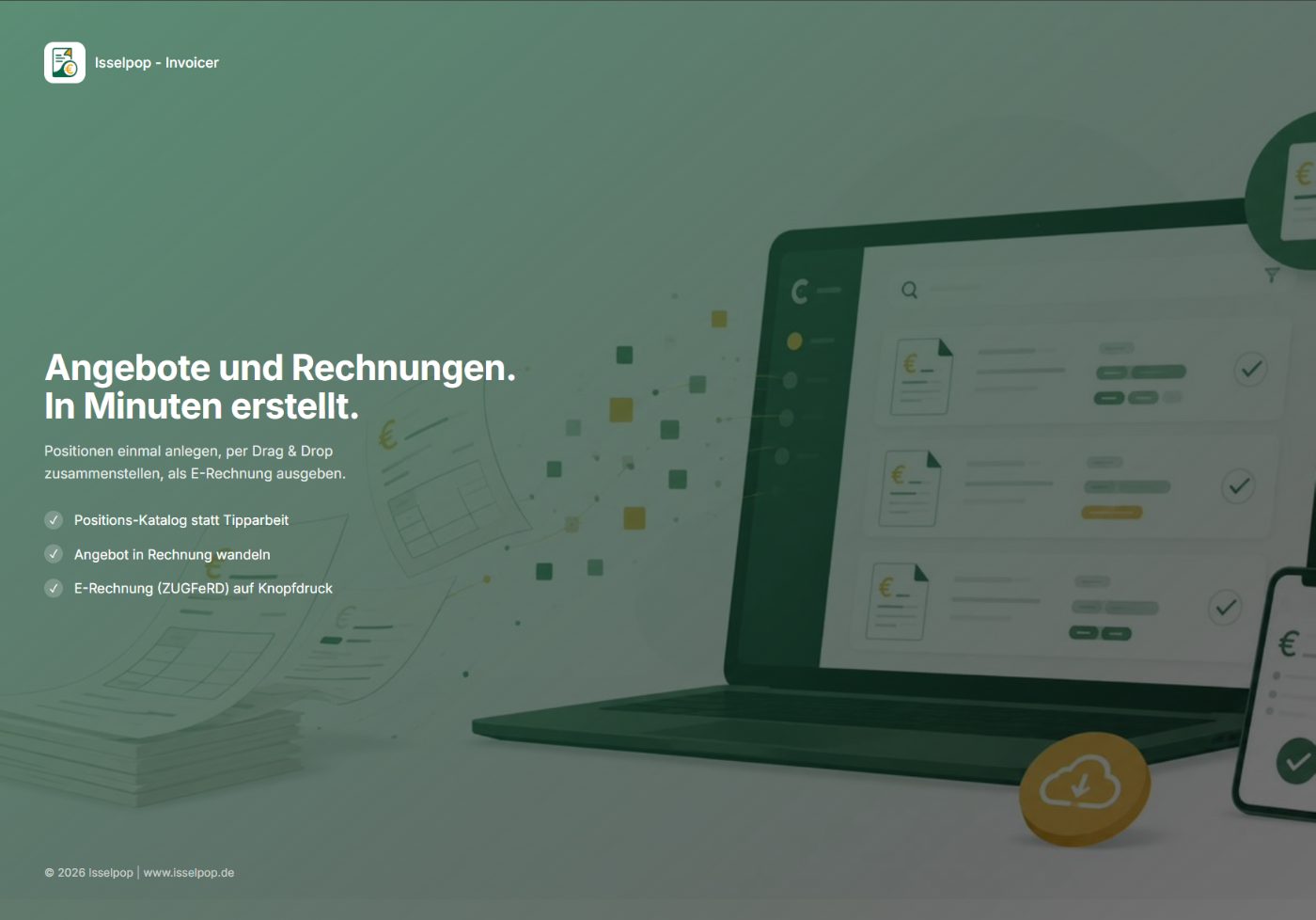 Invoicer — Angebote und Rechnungen. In Minuten erstellt.